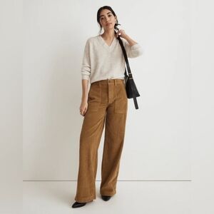 NWT Madewell Wide leg Cordoroy Full Length Pants Mustard Brown Size 30